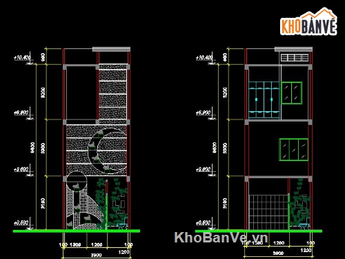 Kiến trúc nhà phố,nhà phố 4 tầng,nhà phố 4 Tầng 15.45x39m,15.45x39m,Nhà phố 4 tầng 15.5x39m